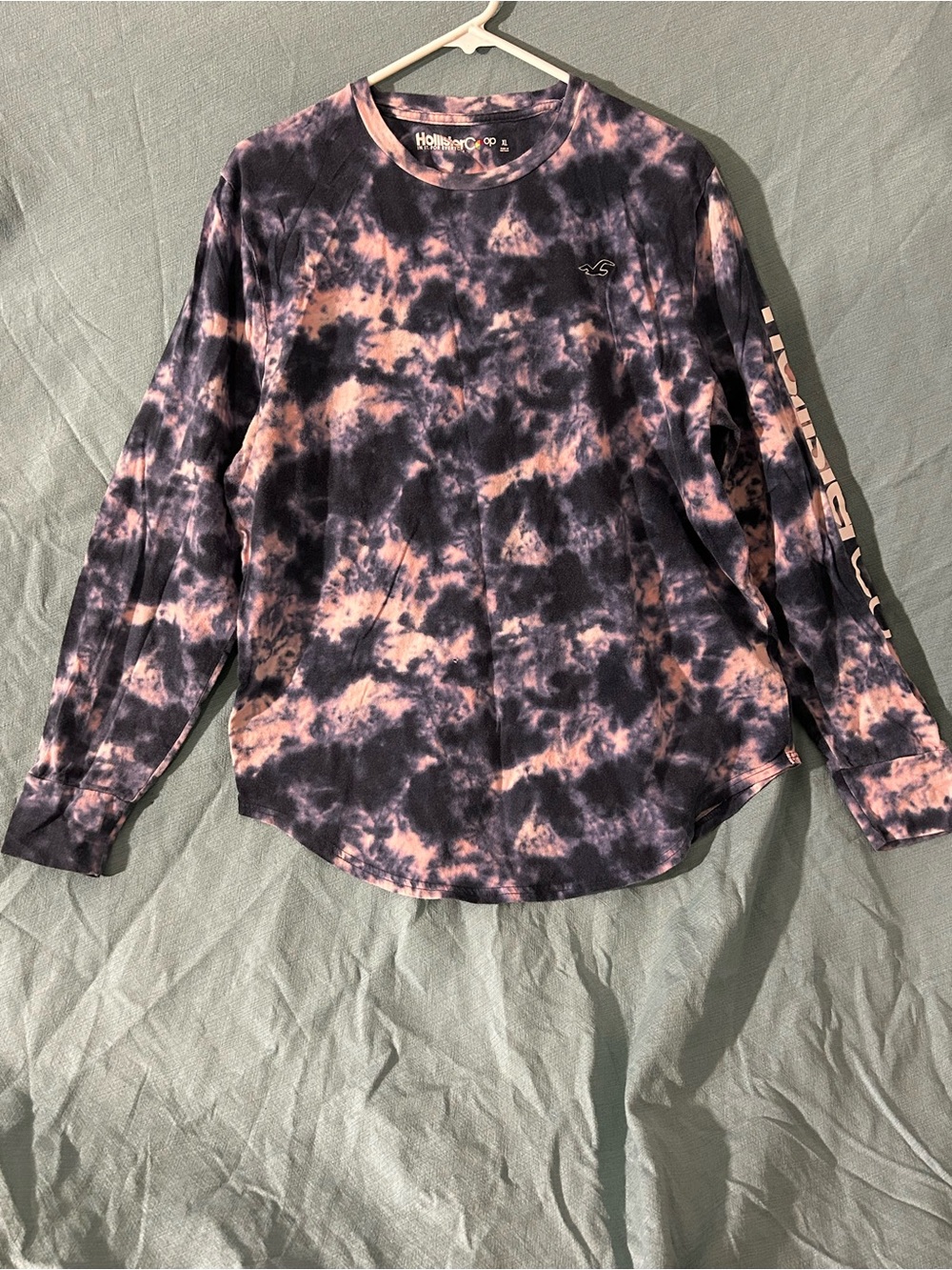 Hollister Tie-Dye Long Sleeve Crewneck Top - Pink & Black